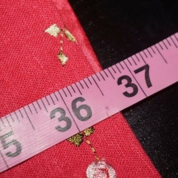 Vintage 90s Embroidered Ditsy Rose Floral Linen Dress 6 - Picture 10 of 10